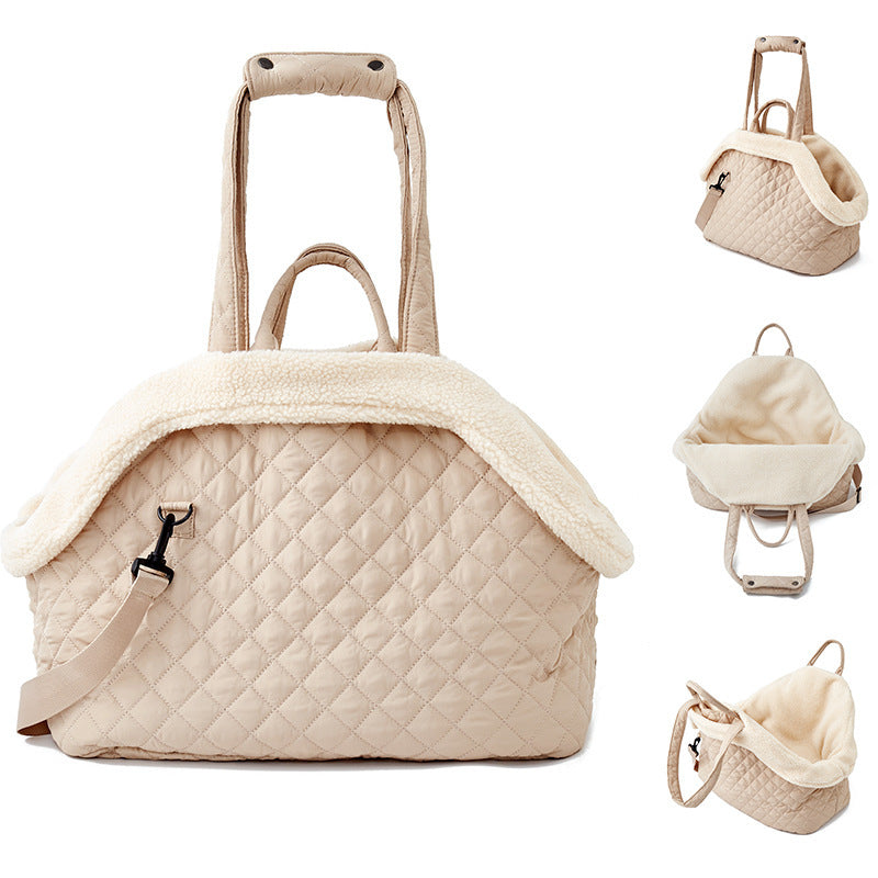 Quilted Pet Portable Single-Shoulder Bag
