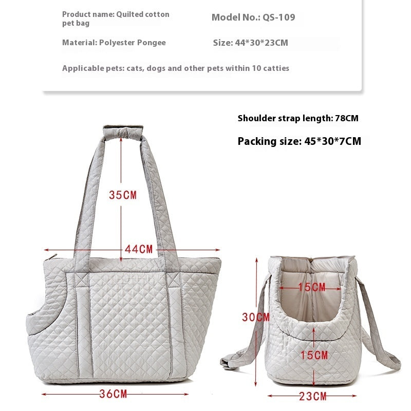 Quilted Pet Portable Single-Shoulder Bag