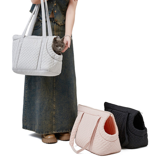 Quilted Pet Portable Single-Shoulder Bag